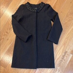 Willi Smith Boiled wool Duster jacket with Embellished Collar